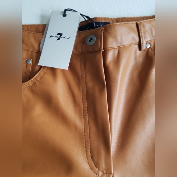 NWT 7 For All Mankind Women's Faux Leather Pants Size Medium Camel - Picture 10 of 16